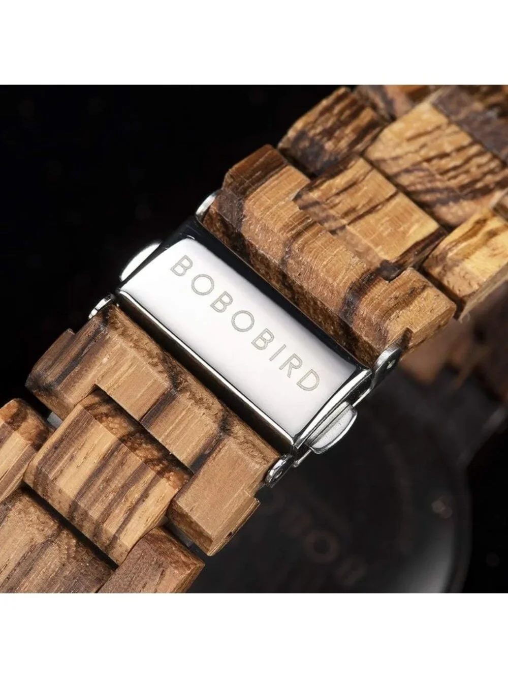 Mens Brown Black Multi-Functional Quartz Lightweight Handmade Wrist Wooden Watch